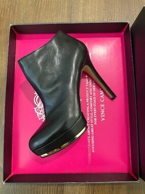 Black Leather High-Heel Platform Ankle Boot